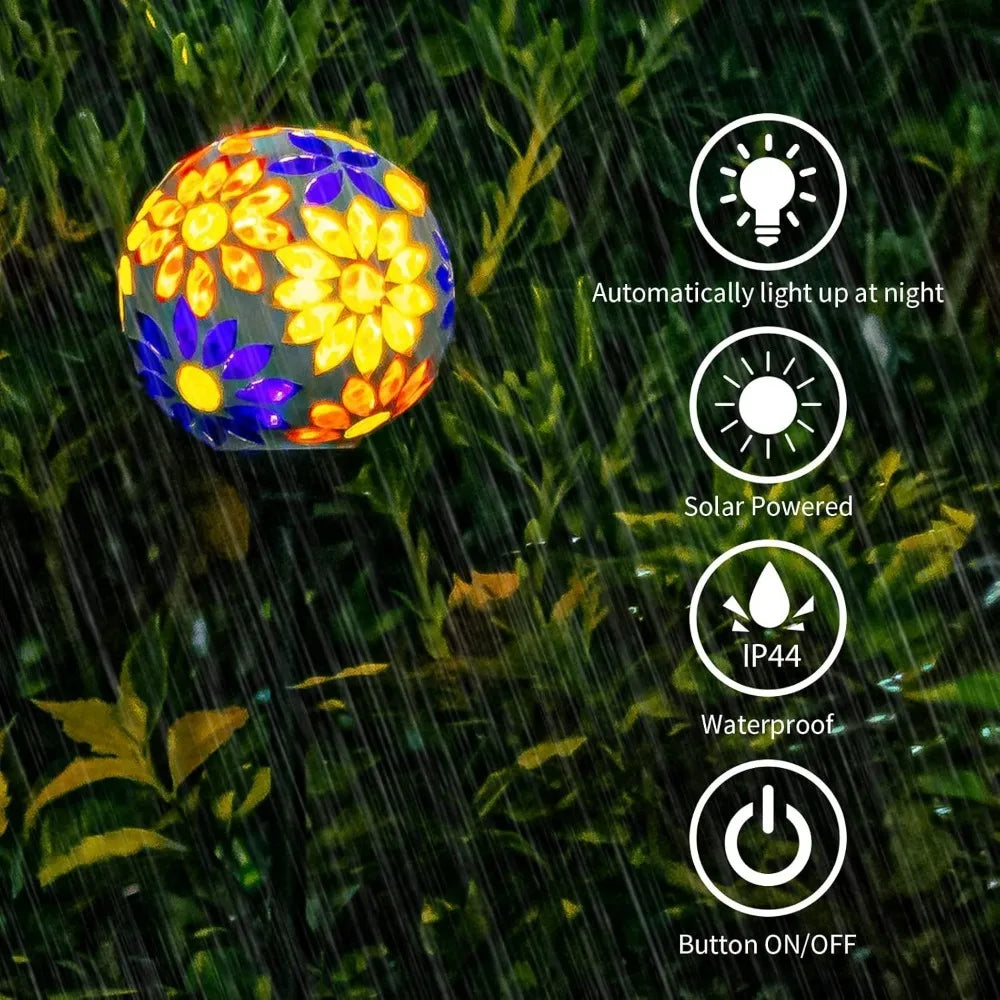 Solar Garden Lights Mosaic LED Stake Lights Waterproof Outdoor Decor for Lawn Patio Yard 1 Pack