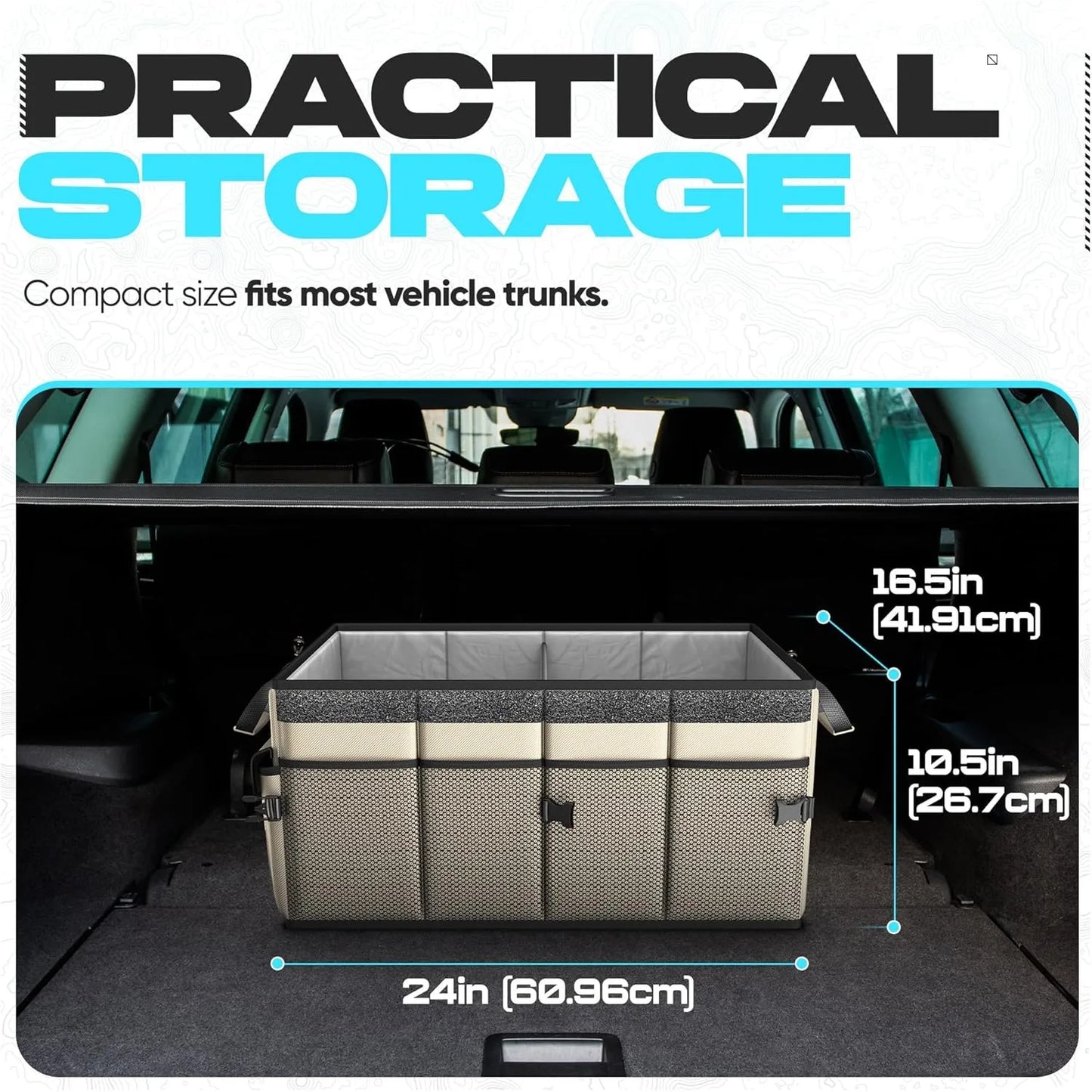 Car Trunk Organizer Collapsible Multi Compartment SUV Organizer Foldable Storage for Car Accessories for Women Men 65L