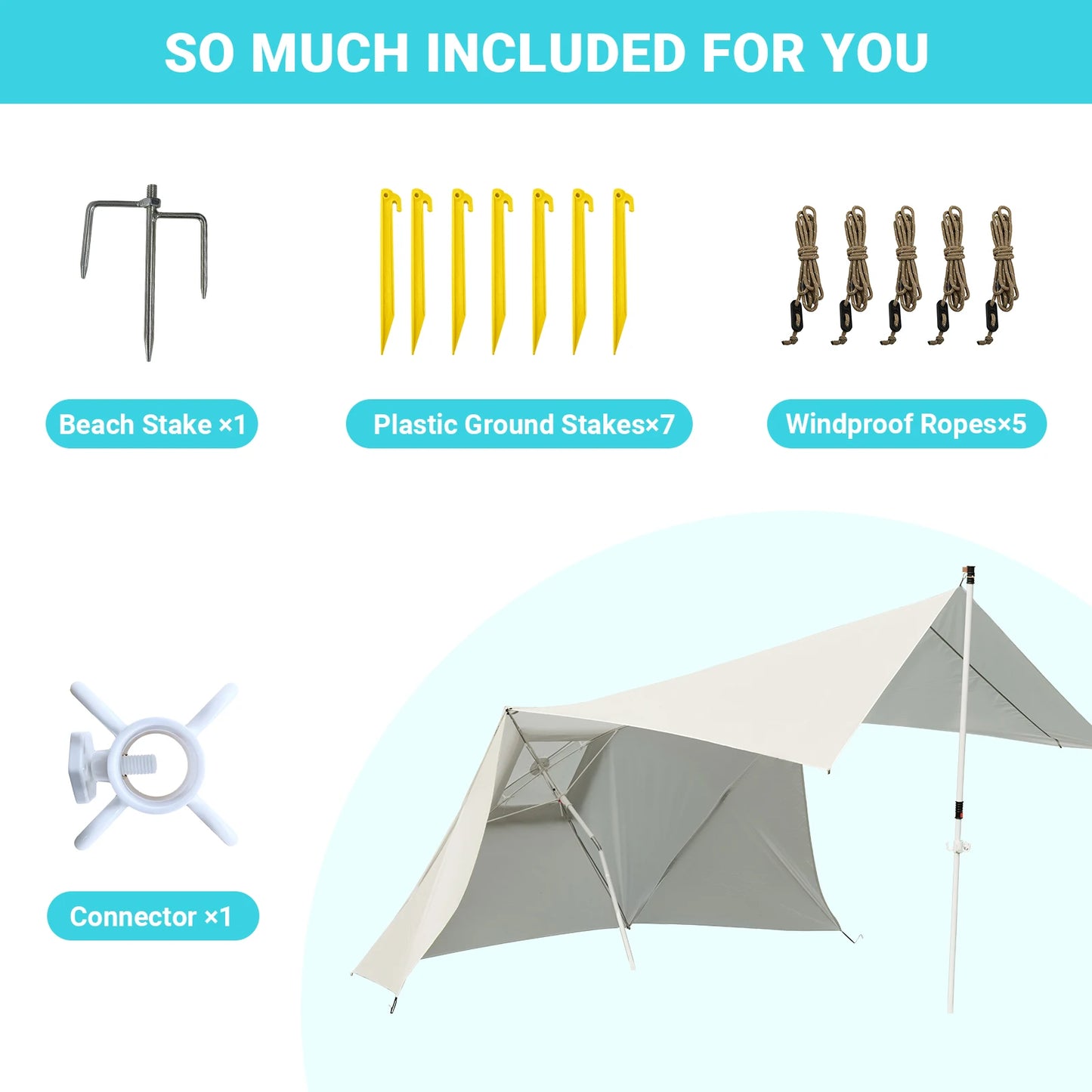 KingCamp Beach Umbrella Tent Camping Sun Shelter Outdoor Shade Canopy For Camping Trips Fishing Backyard