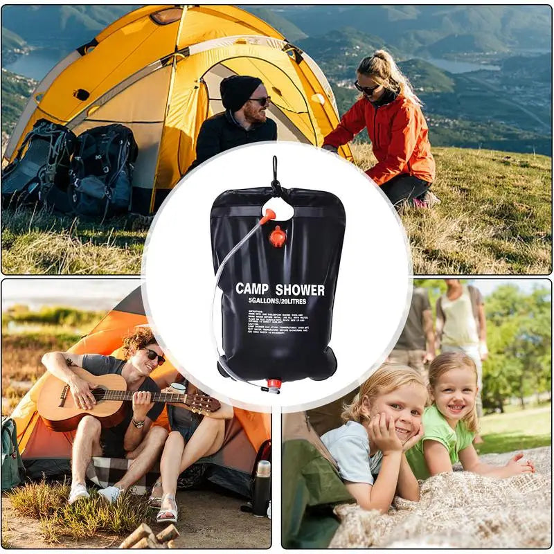 Solar Showers For Camping 20L Water Tank Portable Shower Bag Foldable Water Organizer With Removable Hose
