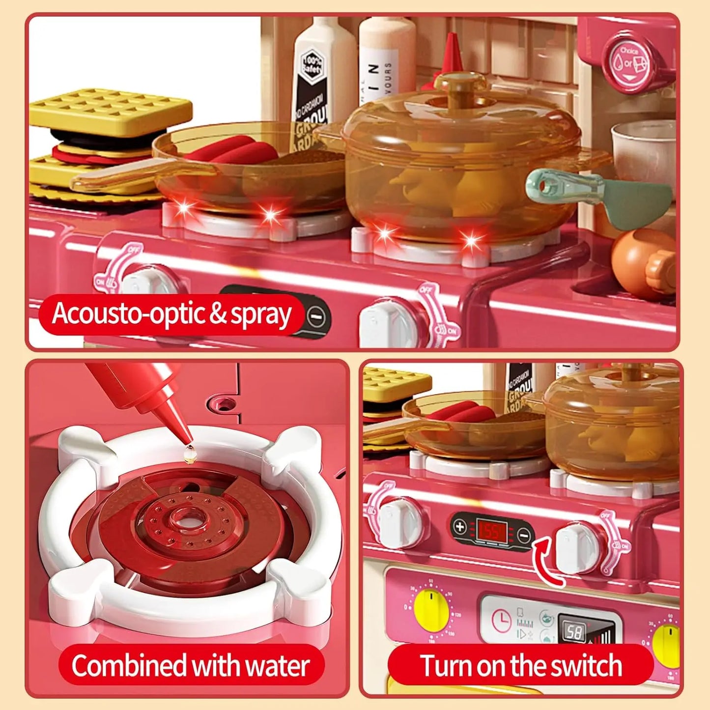 Children's Kitchen Counter Play Set DIY Simulated Cooking Food Tableware Role Play Toy Gift for Kids