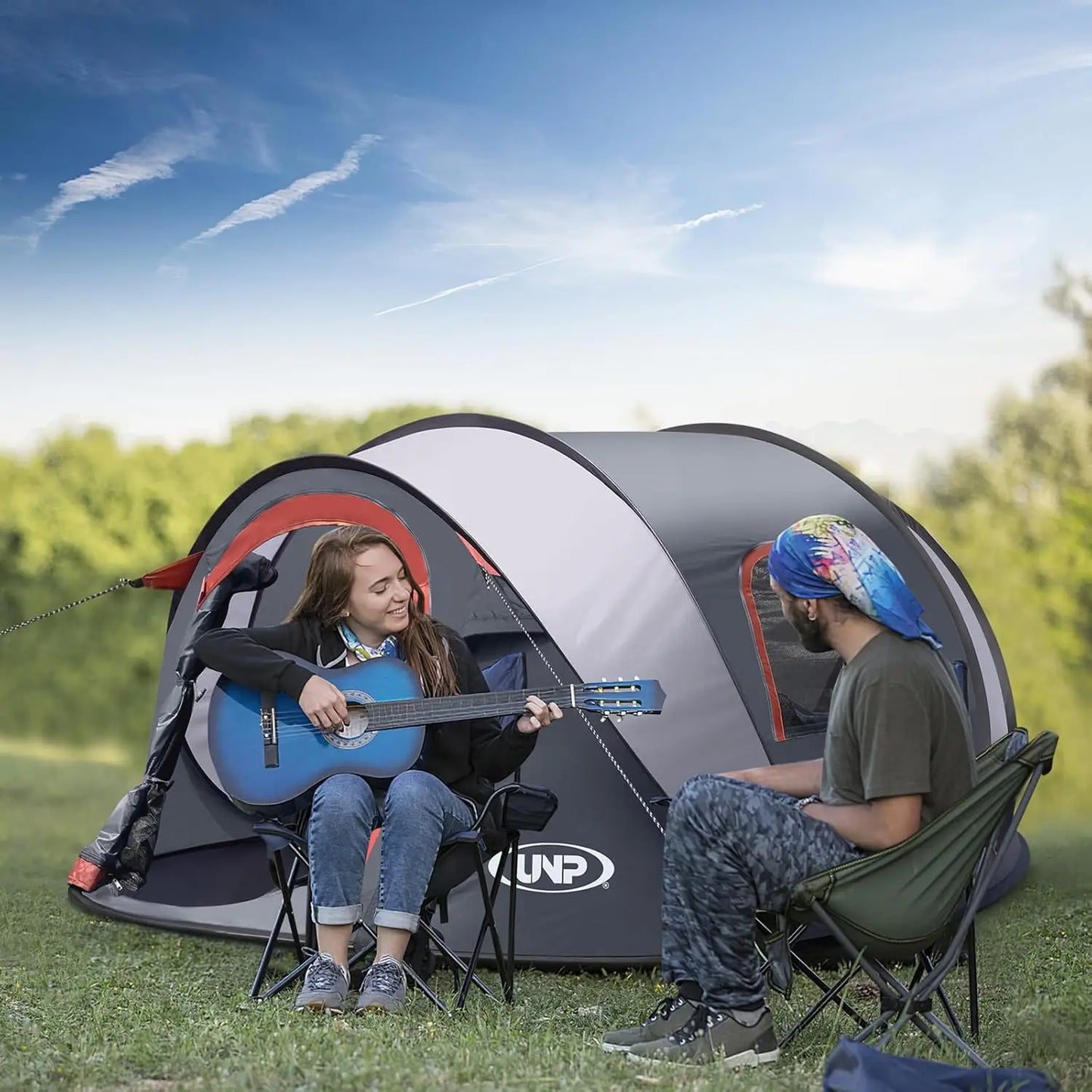 Pop Up Tent for 3 Person Camping Instant Portable Beach Tent Easy Pop Up Shade with 2 Doors for Camping and Hiking