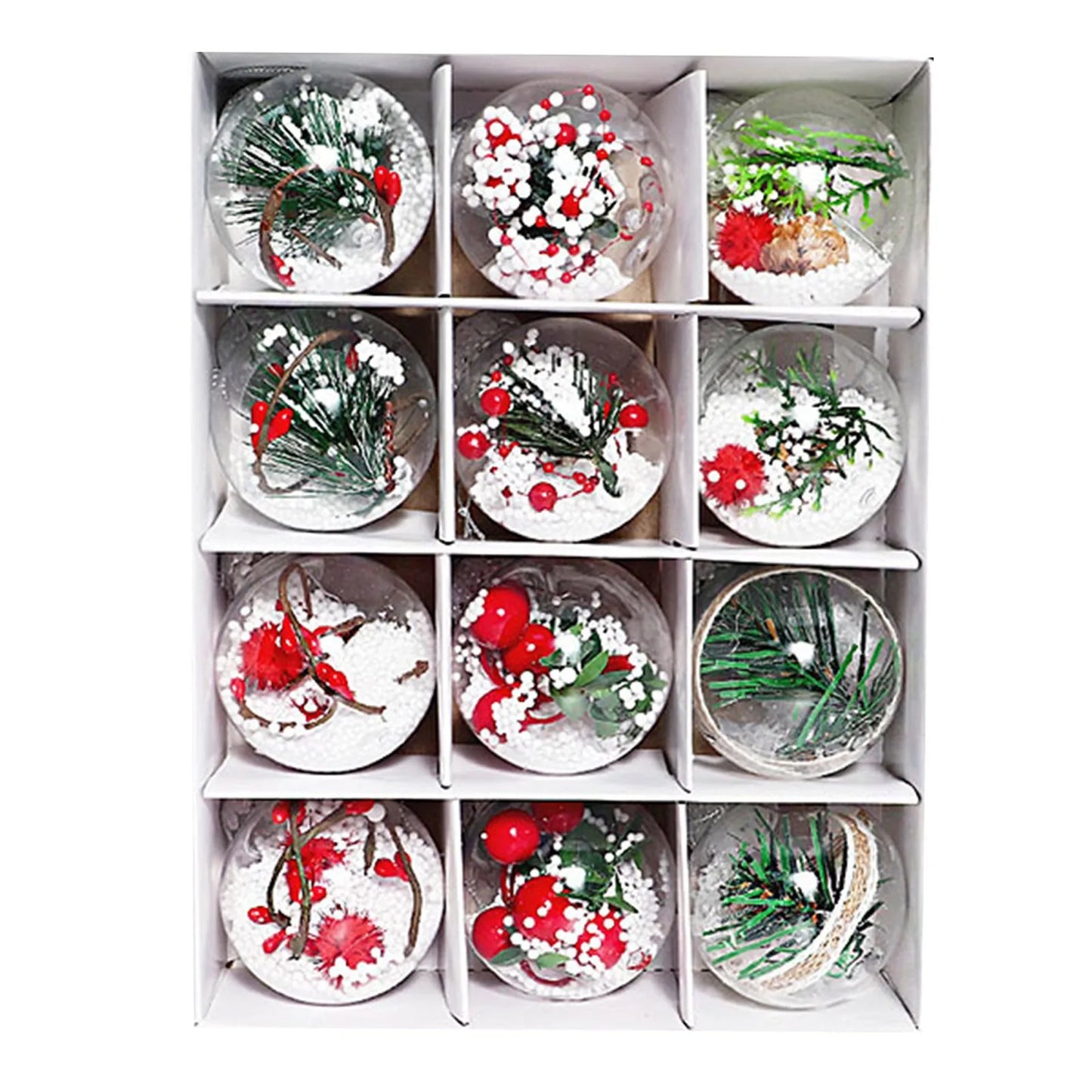 6cm Christmas Ball Ornaments Set 12pc Xmas Tree Decorations