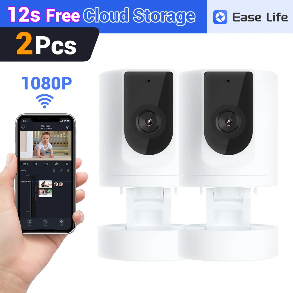 2PC Ease Life APP Indoor Security Camera 1080P Pet Camera