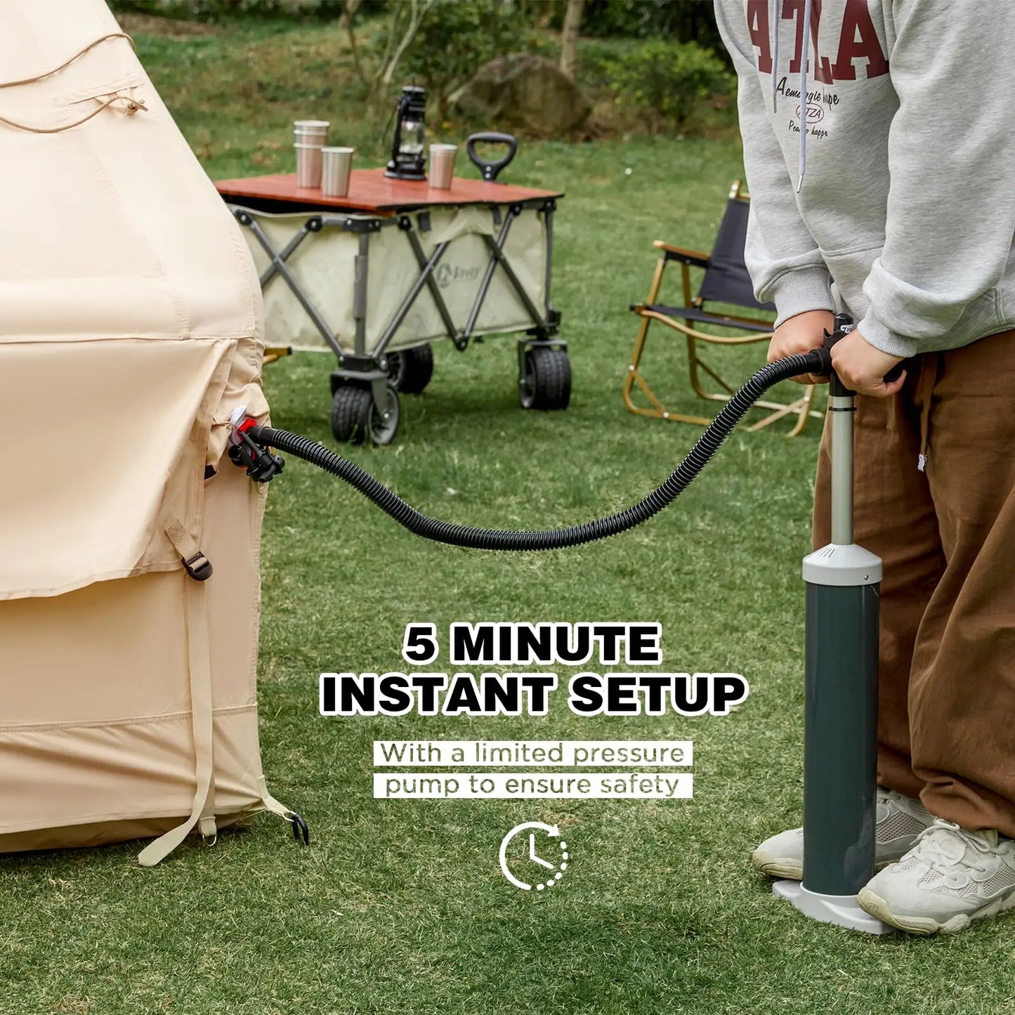 129 Square Feets Inflatable Camping Tent for 8-10 People