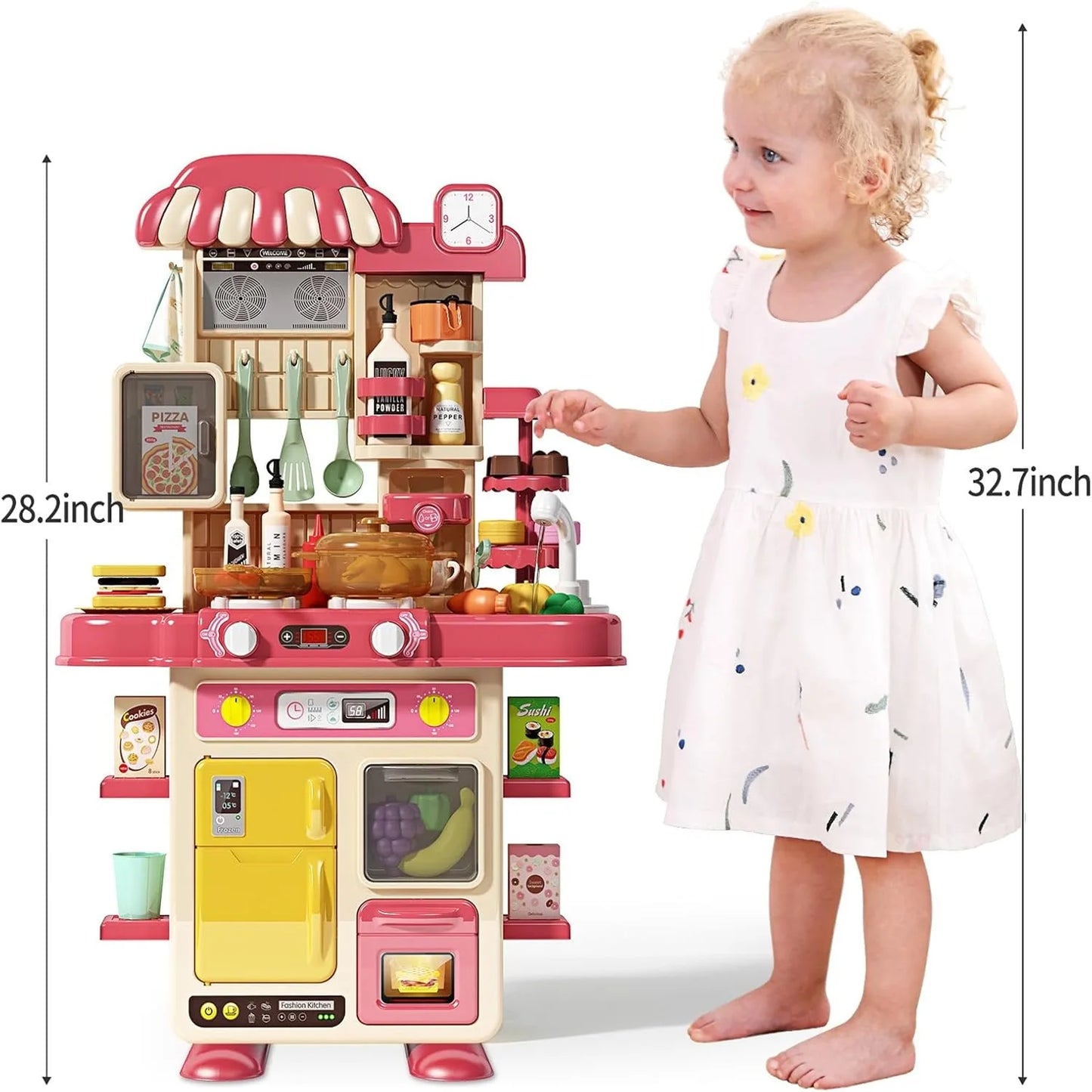 Children's Kitchen Counter Play Set DIY Simulated Cooking Food Tableware Role Play Toy Gift for Kids
