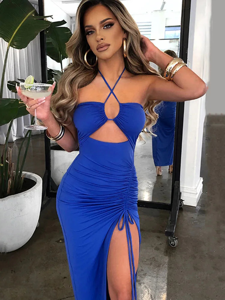 Sleeveless Backless Midi Bodycon Dress For Women Nightclub