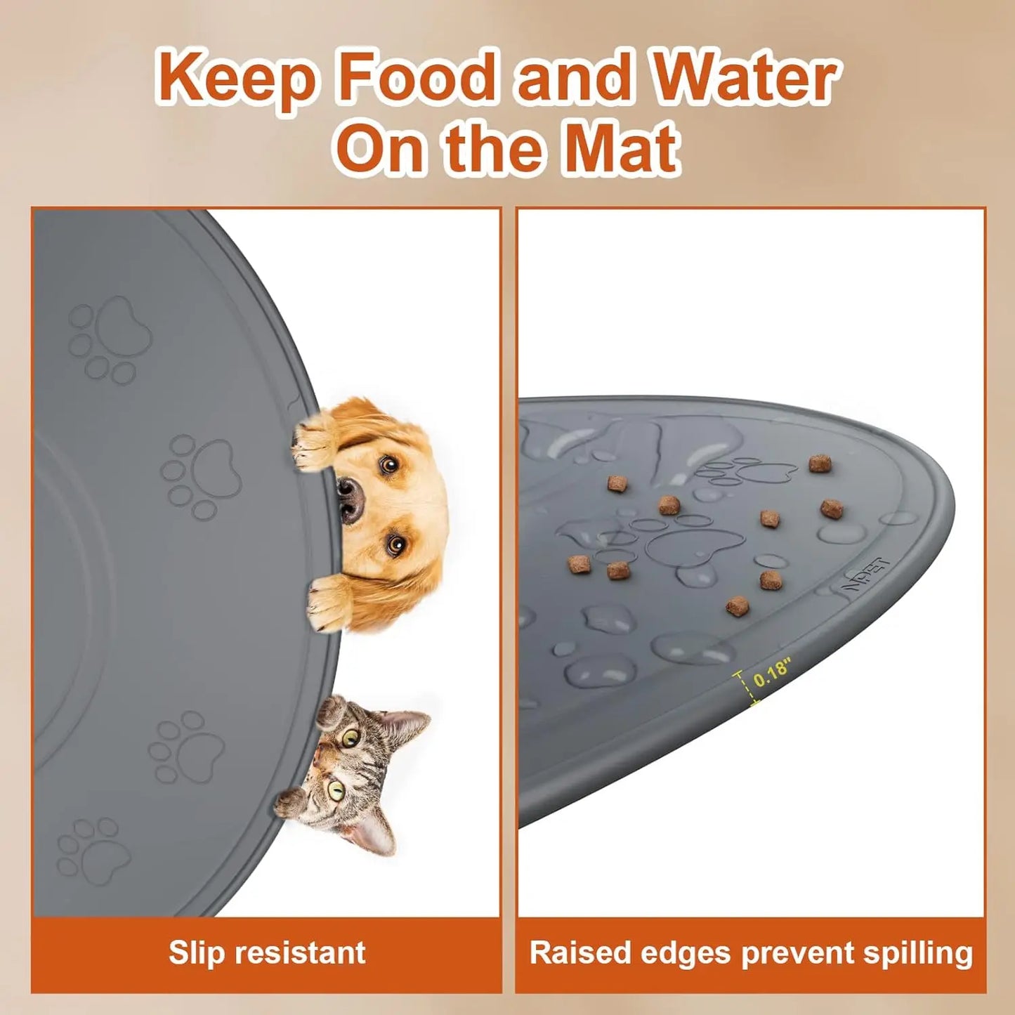NPET Waterproof Silicone Dog Food Mat for DF10 Fountain