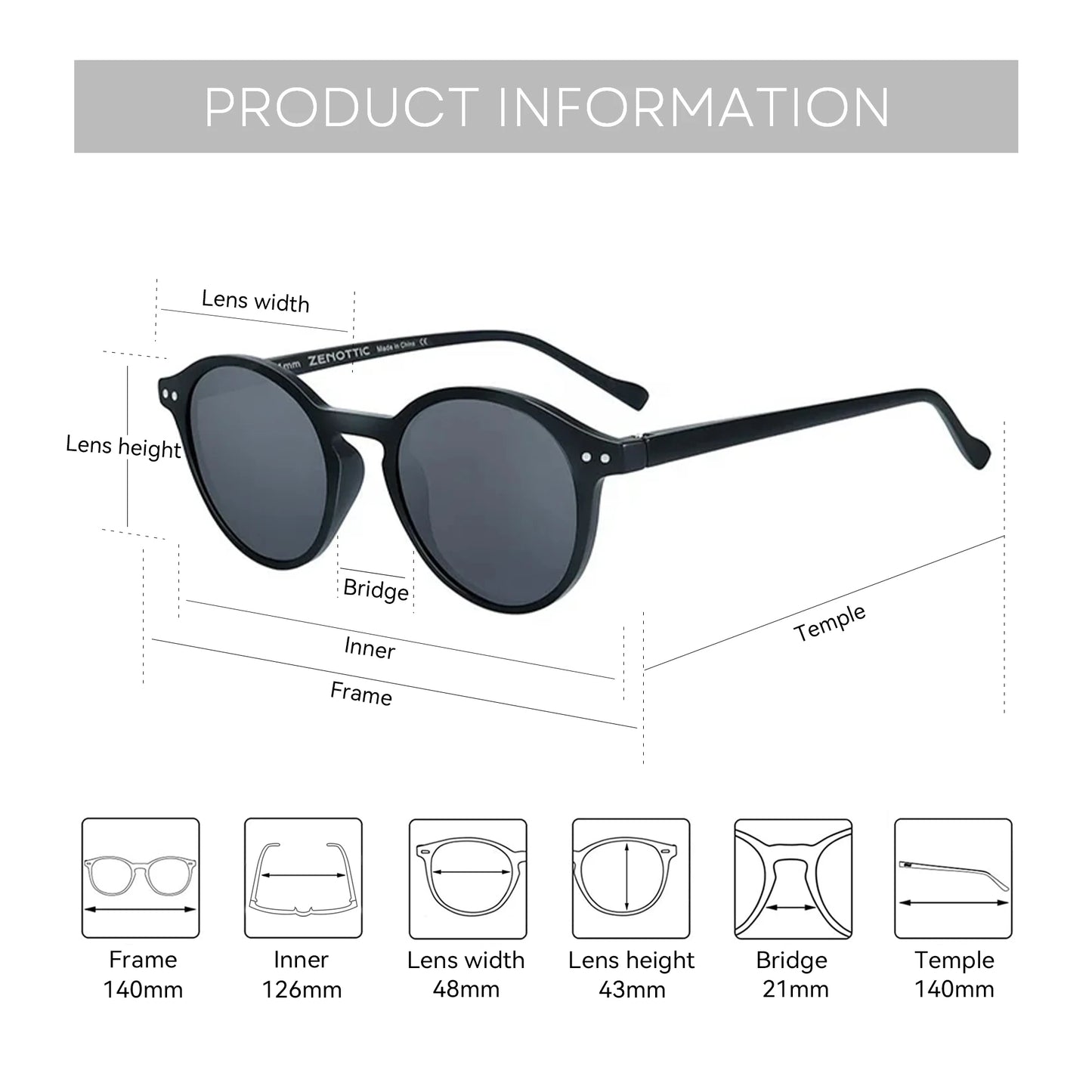 Zenottic Retro Circular Polarized Sunglasses S Size 2024 2025 for Men Women Vintage Small Round UV400 Goggles Shades