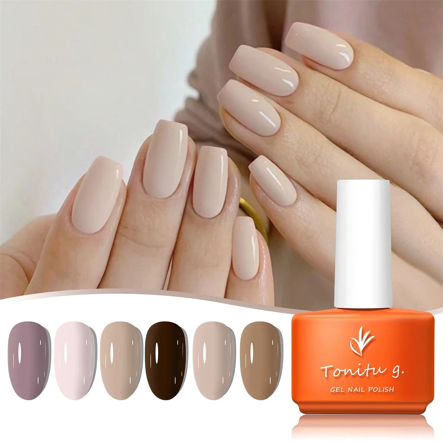 Gel Nail Polish Set 6 Colors White Gray Brown Pink Manicure