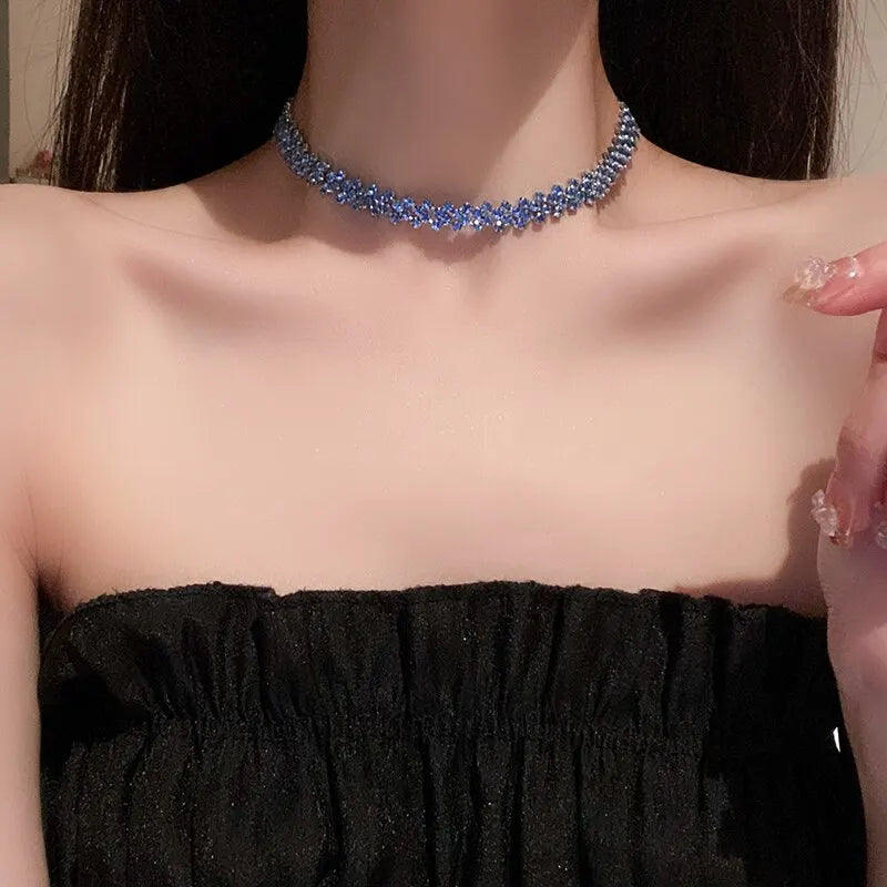 Luxury Shiny Full Rhinestone Choker Necklace for Women Personalized Geometric Crystal Necklace Wedding Jewelry Party Gifts