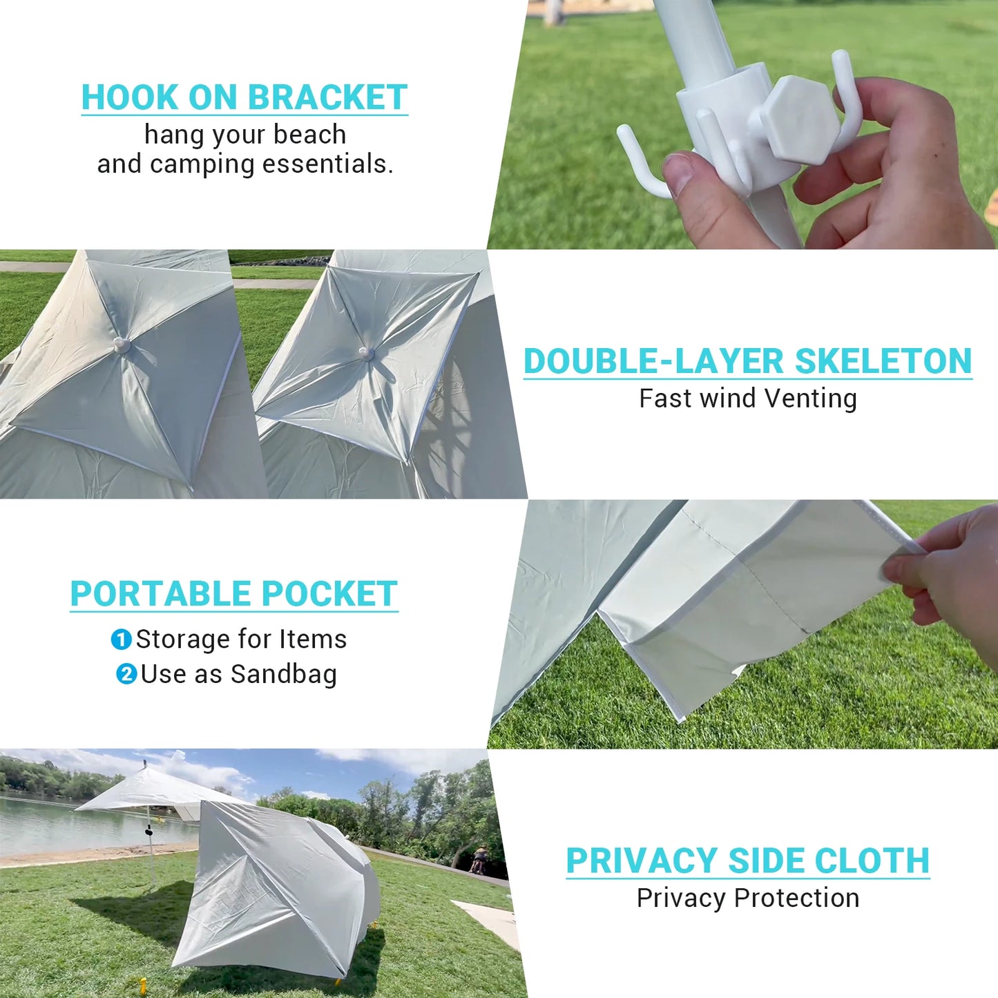 KingCamp Beach Umbrella Tent Camping Sun Shelter Outdoor Shade Canopy For Camping Trips Fishing Backyard