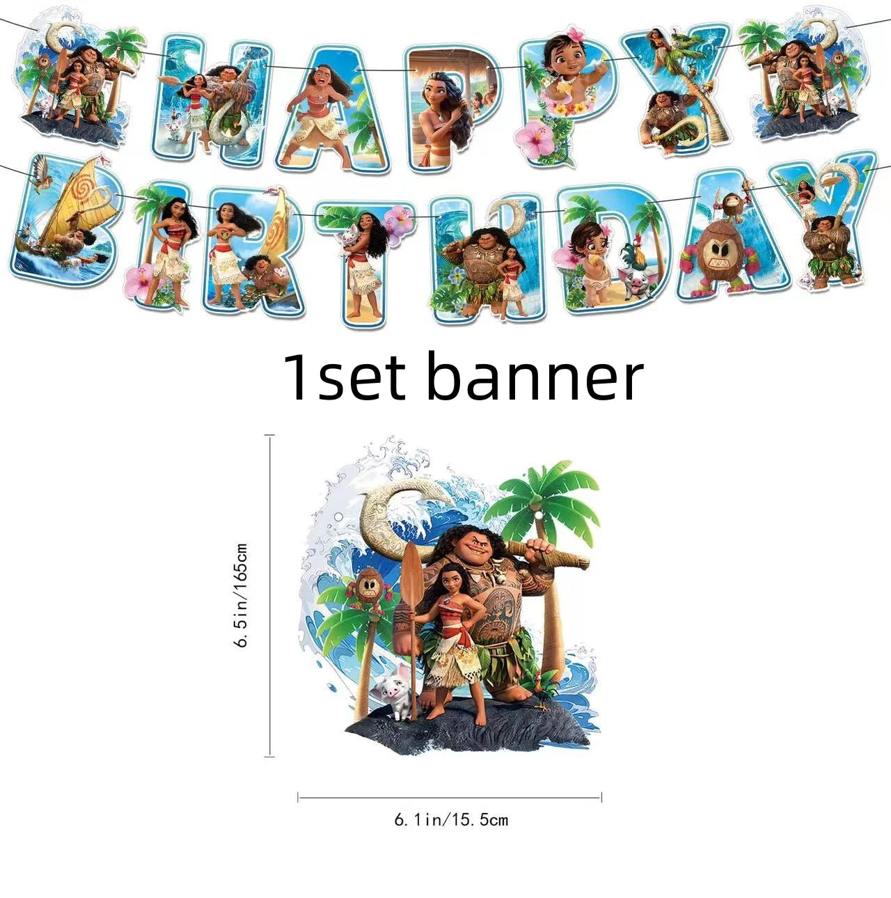 Disney Moana Theme Party Set Vaiana Oceania Birthday Decoration Plates Balloons Cake Toppers Girls Favor