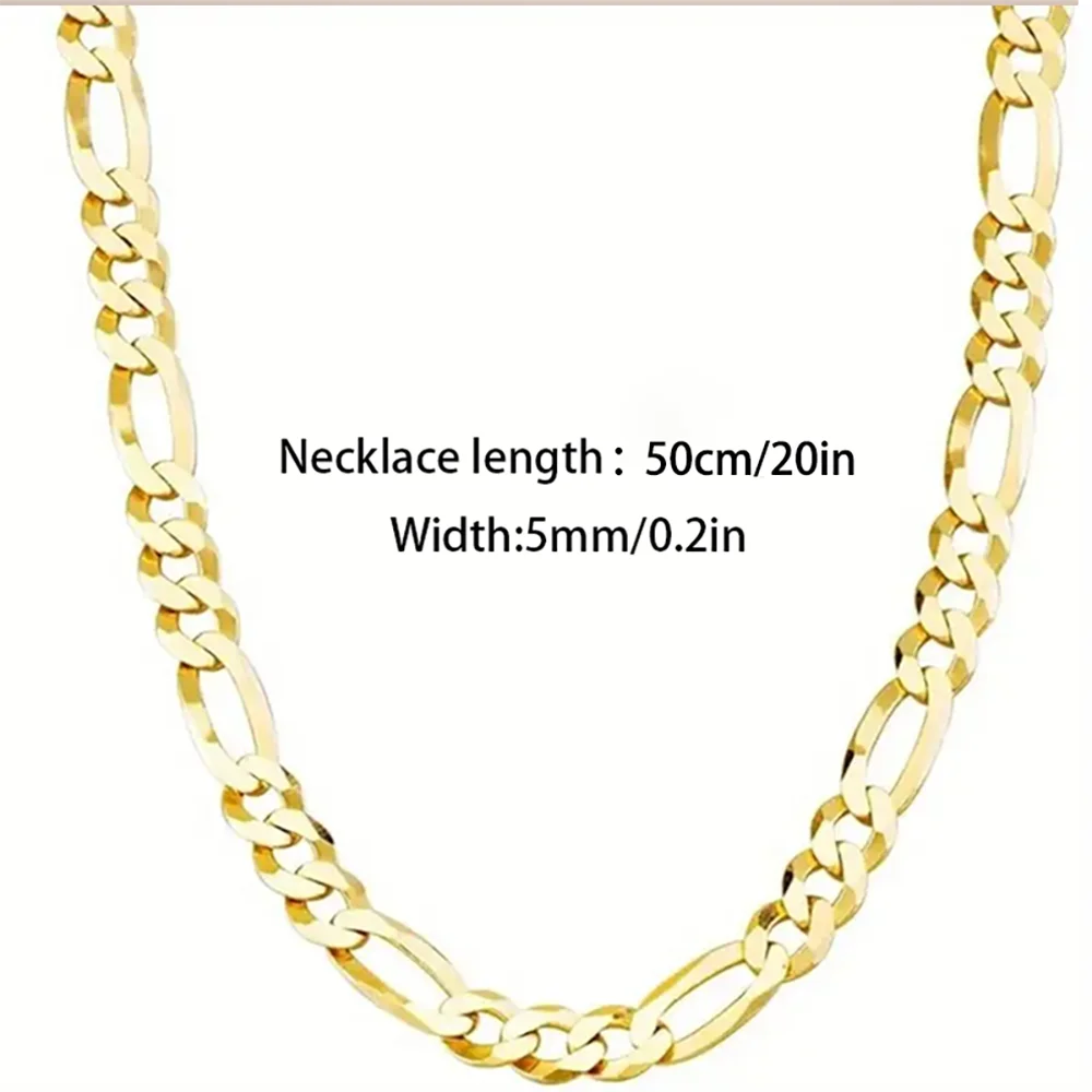 925 Sterling Silver Classic Figaro Chain Link Necklace for Men 14K Gold Plated 5mm Wide Cuban Curb Link Chain Jewelry Gift USA