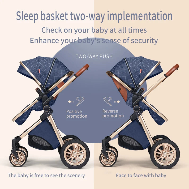 3in1 Baby Stroller Multifunctional Luxury Two-Way Travel Stroller