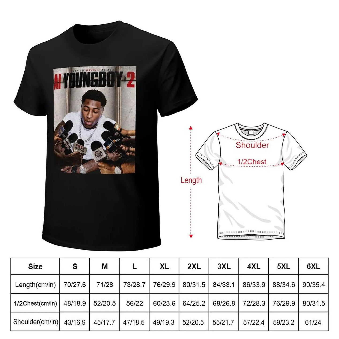 NBA YoungBoy Men T Shirt Cotton Anime Print Tee Casual Wear