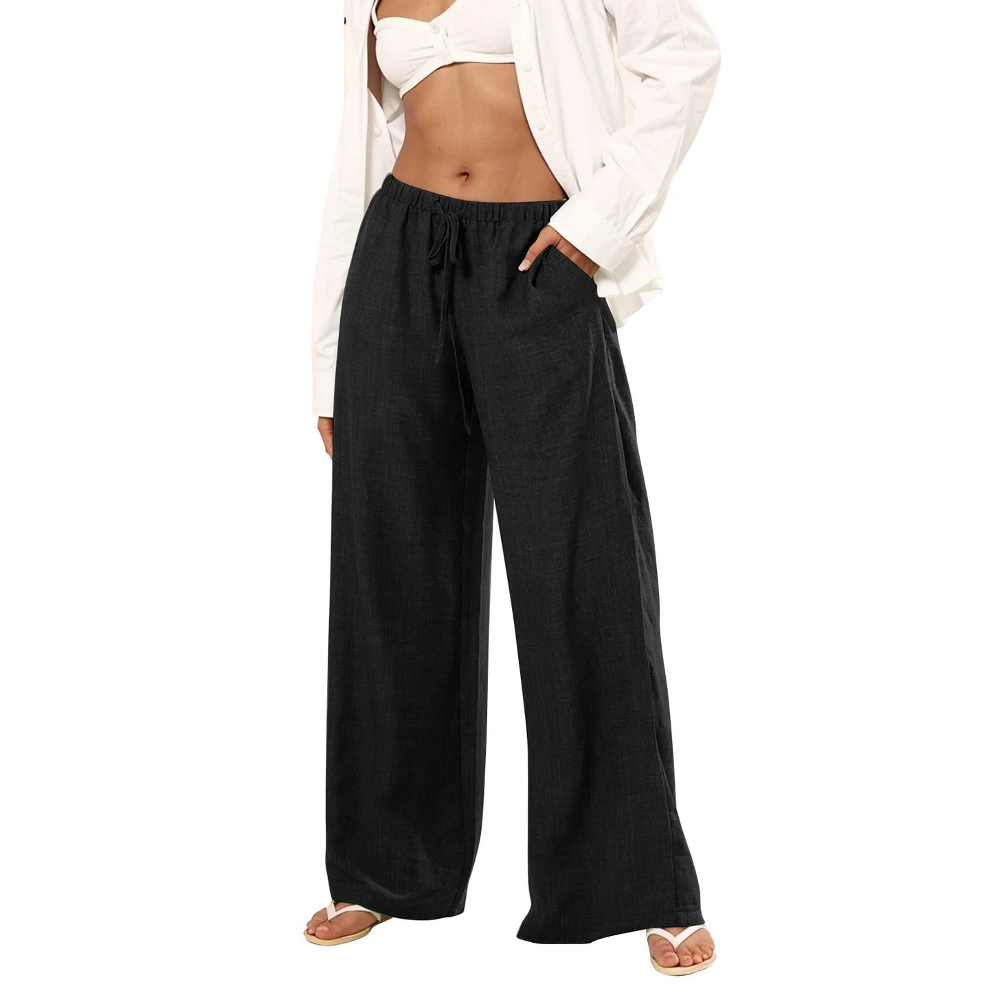 Womens Palazzo Pants Wide Leg Summer Casual Trousers Beach