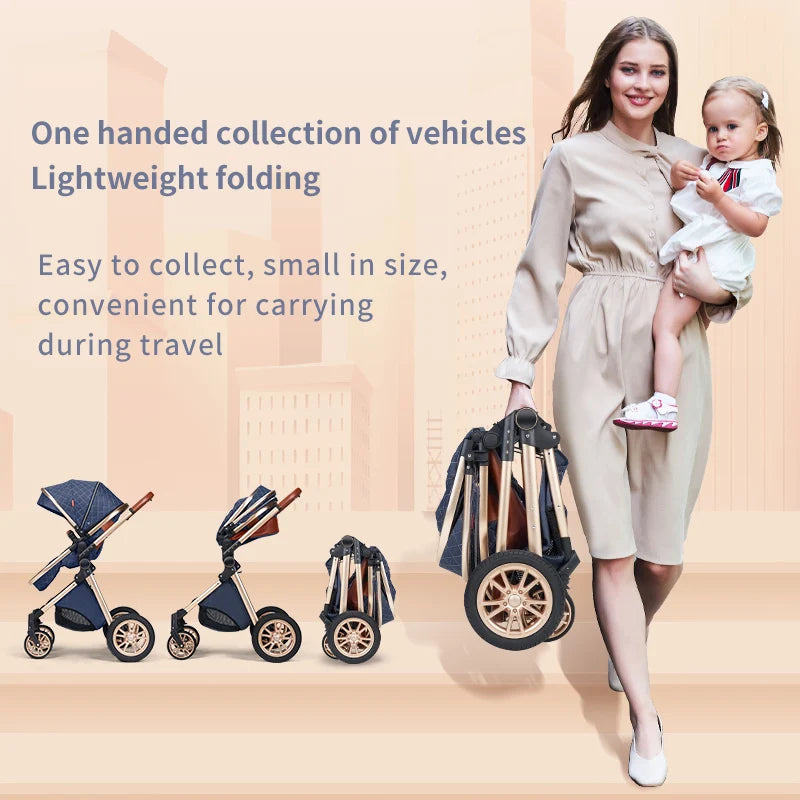 3-in-1 Baby Stroller That Can Sit Or Lie Down With ISOfix Interface Baser Multi-Purpose Luxury Newborn Travel Baby Stroller