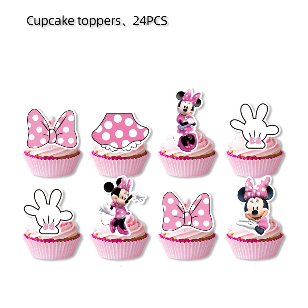 Minnie Mouse Birthday Party Decoration Girls Disposable Tableware Balloon Cups Plates Tablecloth Baby Shower Party Supplies