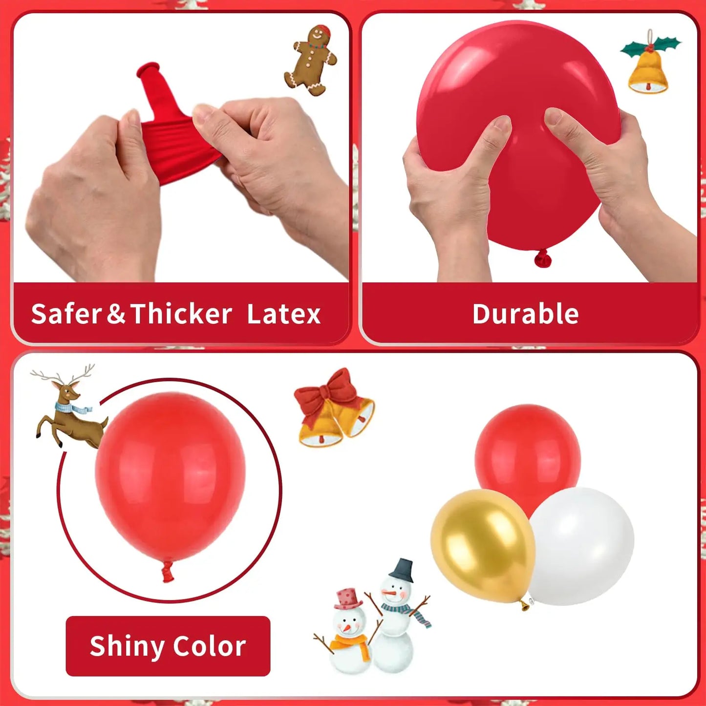 109 Pcs Christmas Balloon Set Candy Aluminum Film Balloons Red Green White Arch Wreath Set