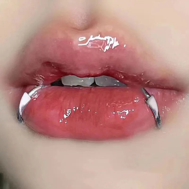 1pair Stainless Steel Personalised Sharp Teeth Fake Piercing Lip Ring Punk Exaggerated Jewelry for Women Gothic Body Jewelry