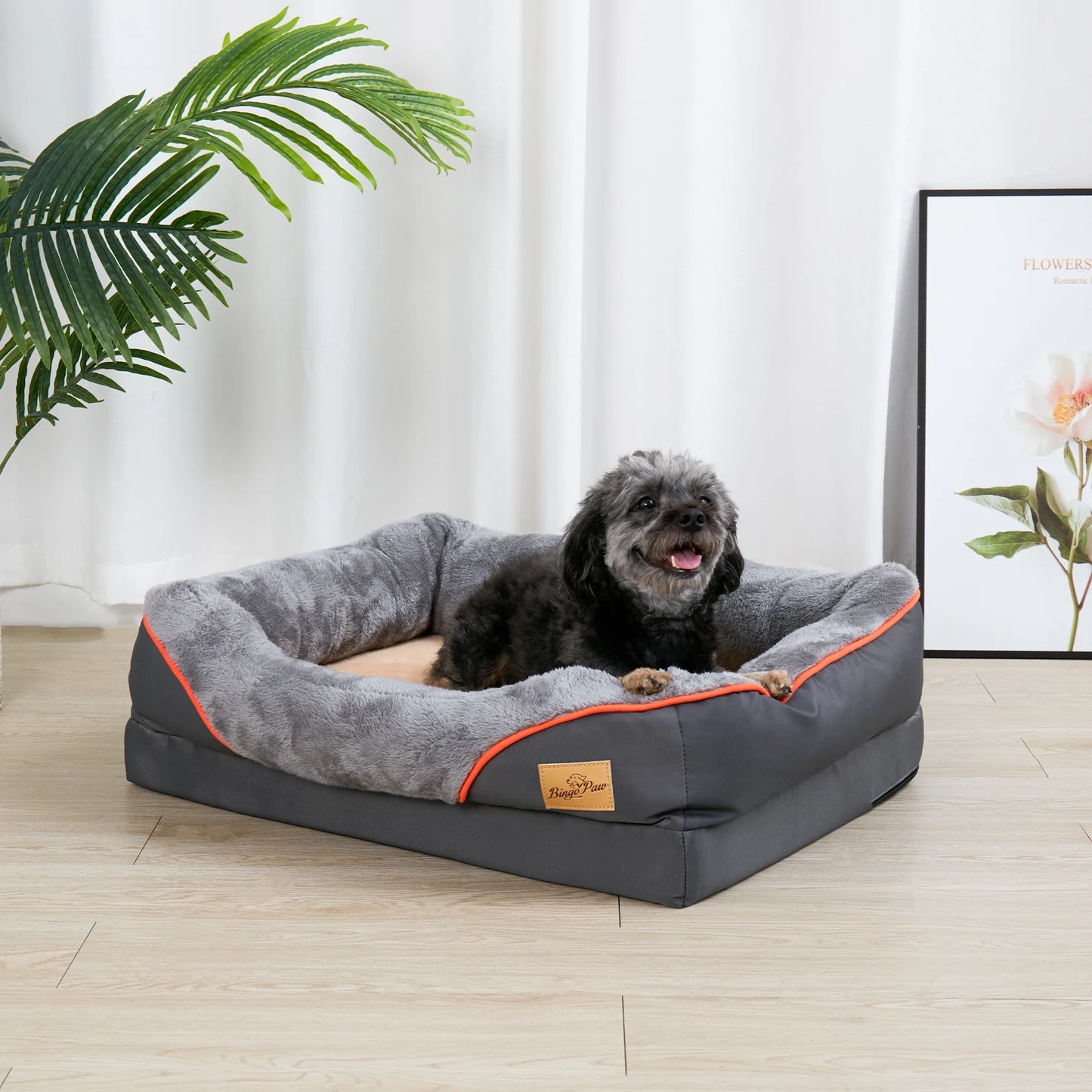 L XL 2XL 3XL Dog Bed Super Soft Orthopedic Foam Pet Sleeping Mat with Cotton Padded Bolster and Removable Cover