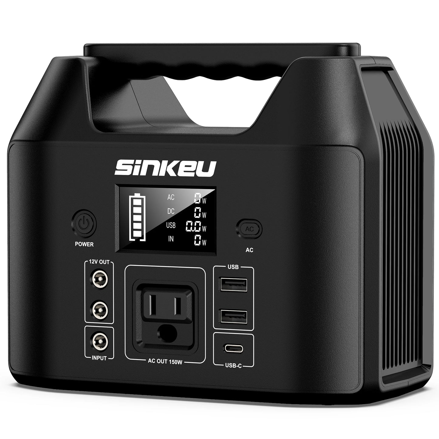 150W Portable Power Station 122.8Wh LiFePO4 Battery Solar Generator Power Bank with AC 110V and LED Flashlight for Camping Home and RV
