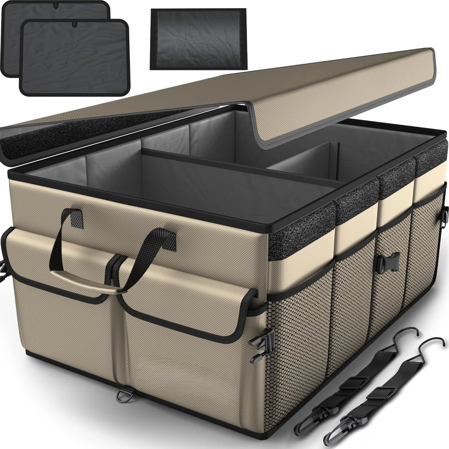 Car Trunk Organizer Collapsible Multi Compartment SUV Organizer Foldable Storage for Car Accessories for Women Men 65L