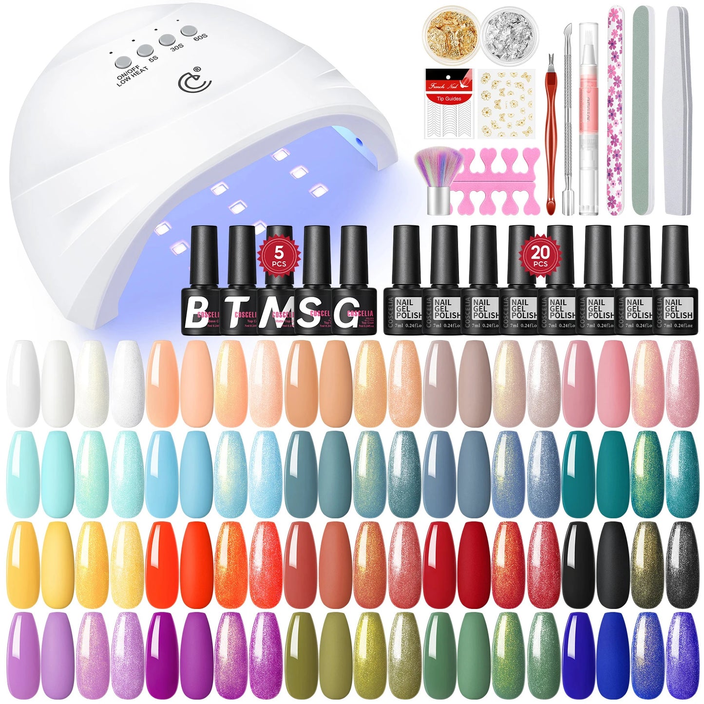 Coscelia 20Pc Manicure Kit With Lamp Base And Top Coat