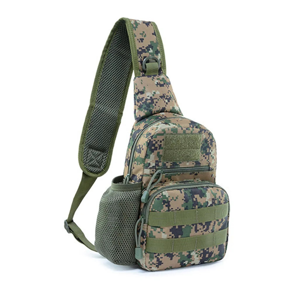 Men's Molle Tactical Sling Backpack Crossbody Bag with Water Bottle Holder