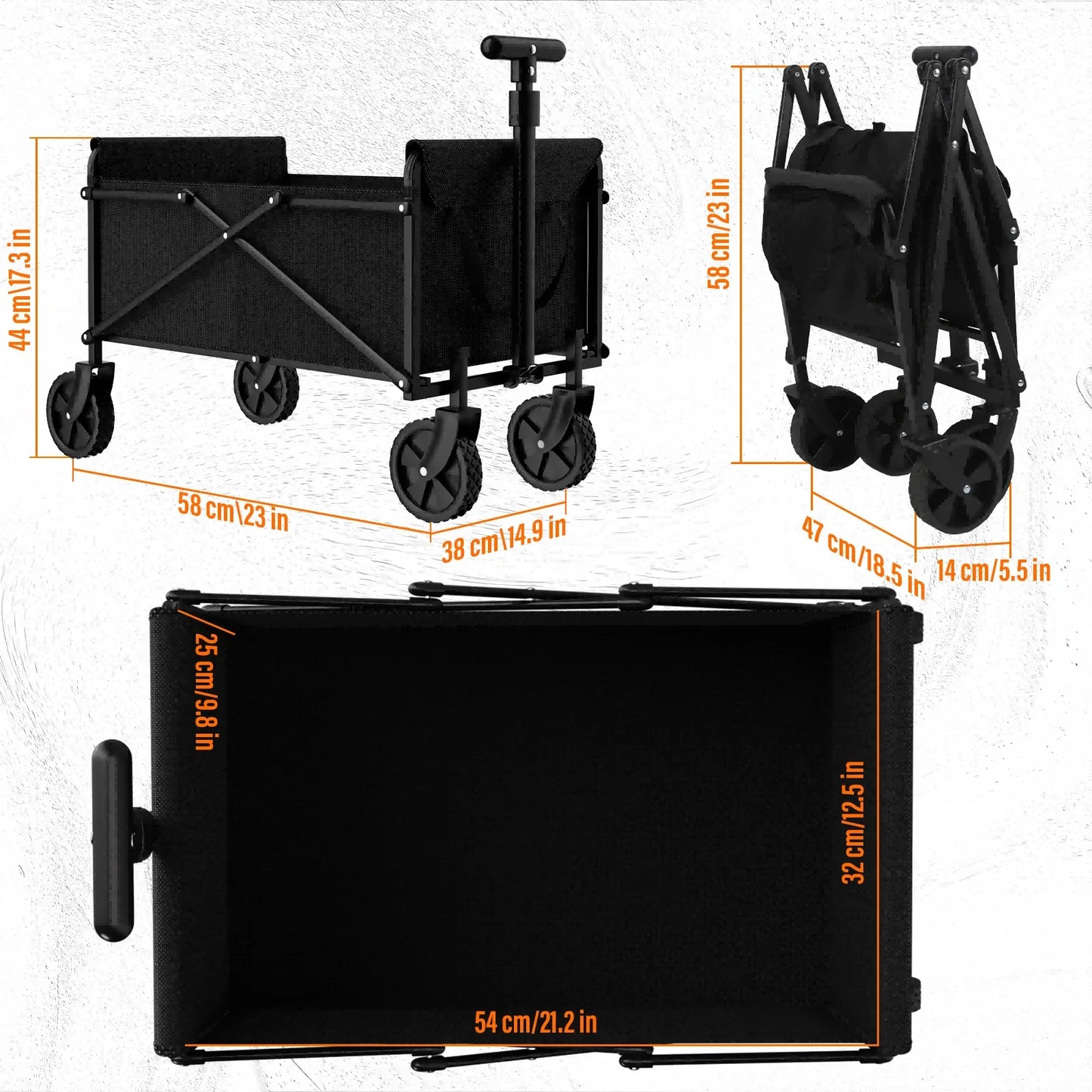 Outdoor Camping Handcart with Foldable Wheels Portable Cargo Transport for Hiking Camping and Adventures One Hand Operation