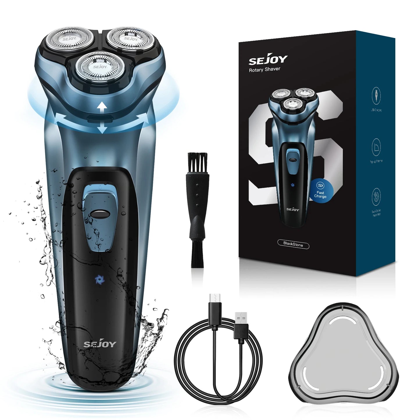 Sejoy Electric Razor for Men Rechargeable Rotary Shaver Portable Travel Beard Trimmer Ideal Gift