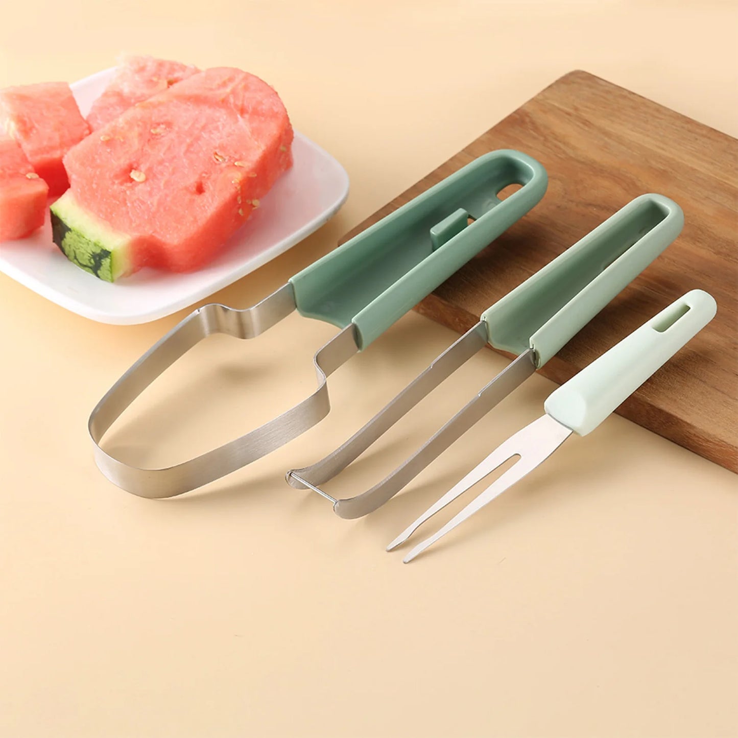 Watermelon Fork Slicer Cutter Stainless Steel Watermelon Popsicle Cutter for Camping Kitchen Gadgets