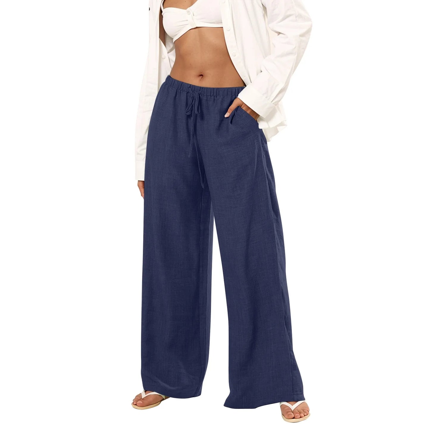 Womens Palazzo Pants Wide Leg Summer Casual Trousers Beach