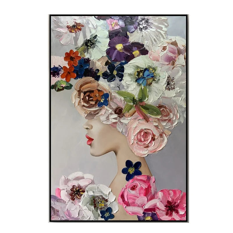 Hand Painted Oil Painting Flower Painting on Canvas 3D Flower Wall Decor Custom Wall Art Floral Wall Art Textured Beauty Figures