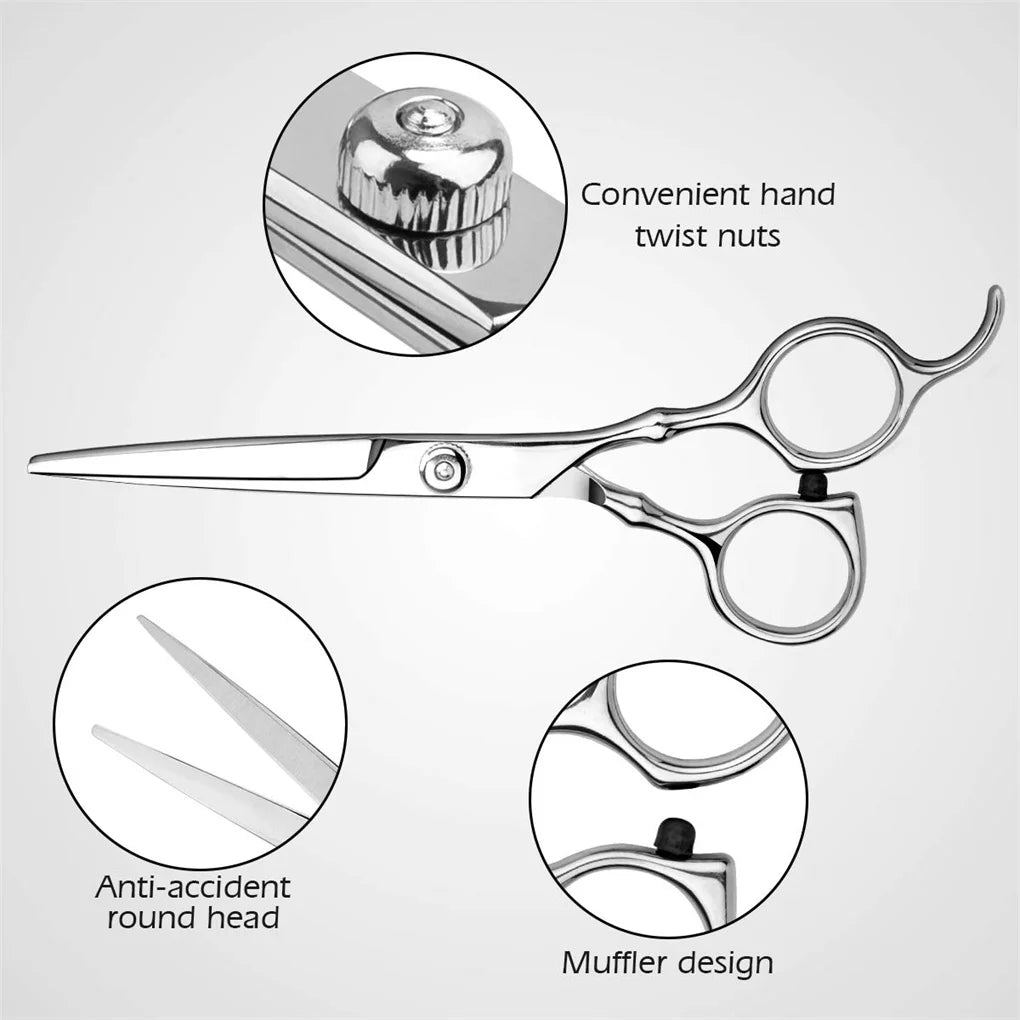 Hair Cutting Scissors Set 6 Inch Hairdressing Thinning Shears for Women Men and Kids Silver