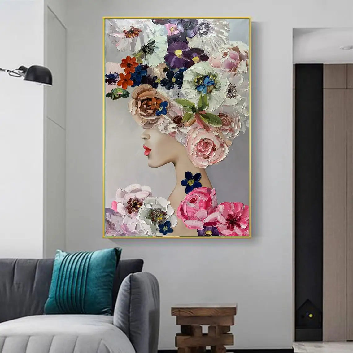Hand Painted Oil Painting Flower Painting on Canvas 3D Flower Wall Decor Custom Wall Art Floral Wall Art Textured Beauty Figures
