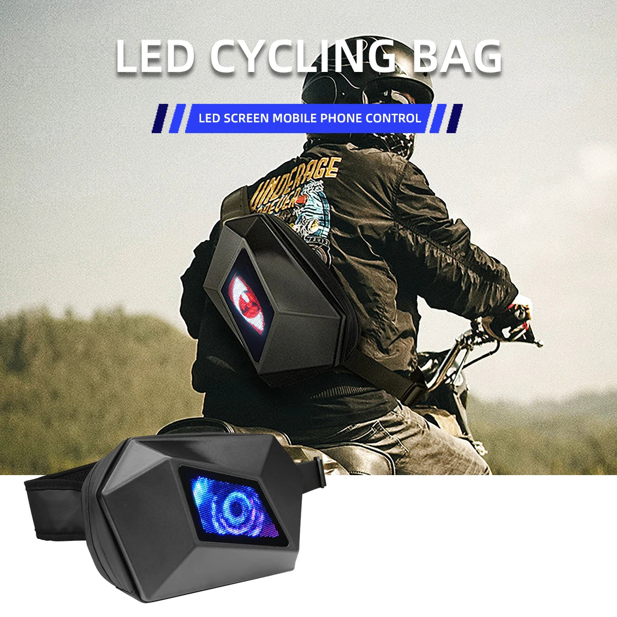 Knight Travel Inclined Shoulder Bag Hard Shell Backpack Cool DIY LED Style Men's Shoulder Bag Outdoor Cycling Portable Bag