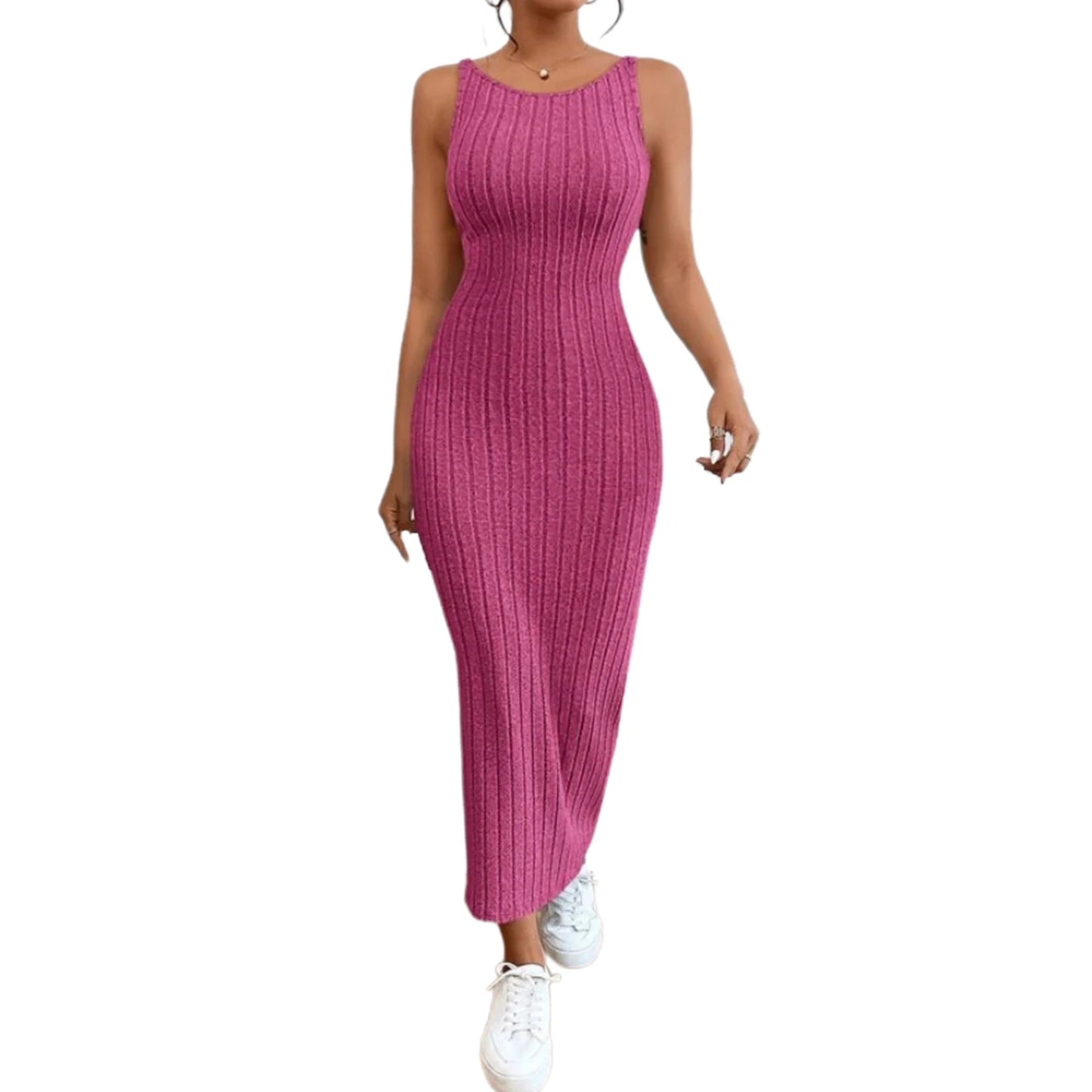 Women Knitted Backless Sleeveless Summer Dress Cocktail
