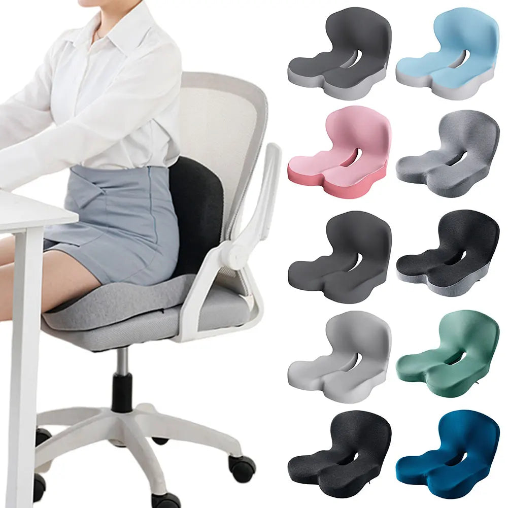 Memory Foam L-Shaped Integrated Seat Cushion with Lumbar Support Office Chair Cushion for Car Truck Desk Gaming Chair