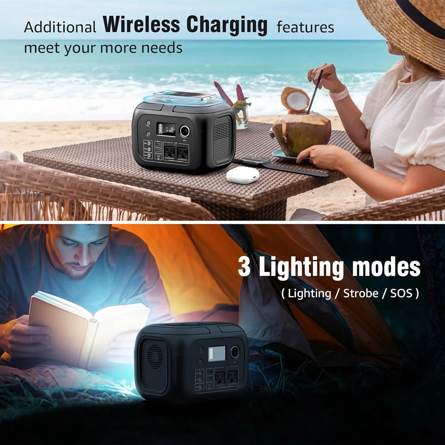 300W 260Wh Portable Power Station with 40W Solar Panels and 110V AC Outlet for Outdoor Travel Camping and RV