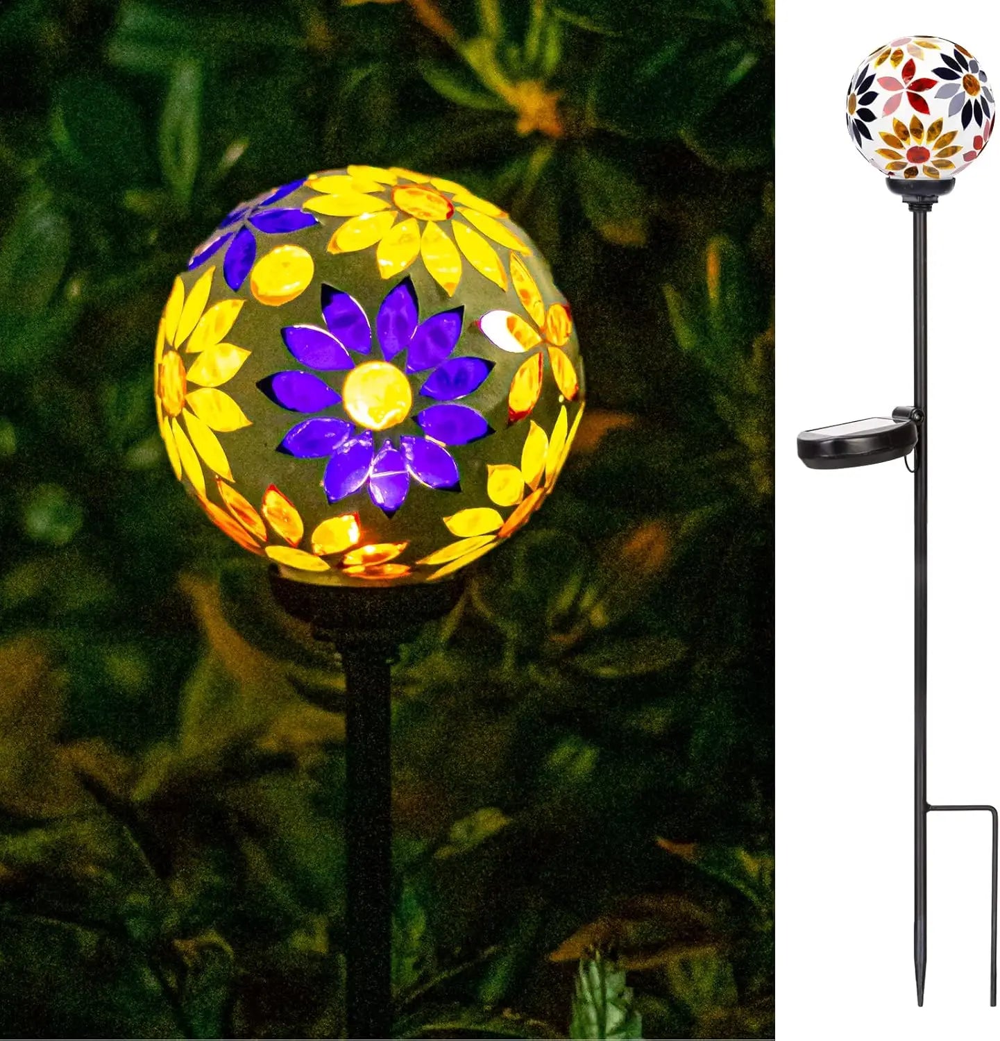Solar Garden Lights Mosaic LED Stake Lights Waterproof Outdoor Decor for Lawn Patio Yard 1 Pack