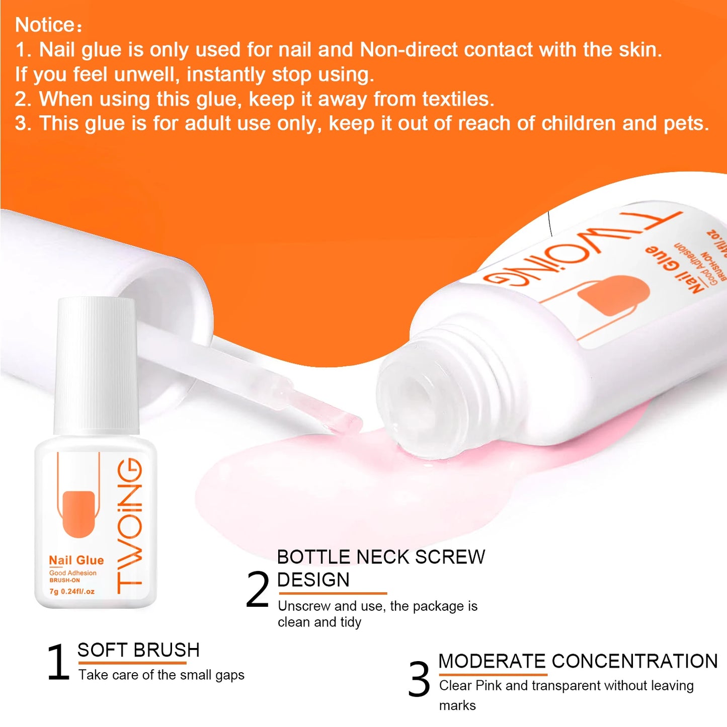5pcs 7g Super Strong Nail Glue For False Nail Tips