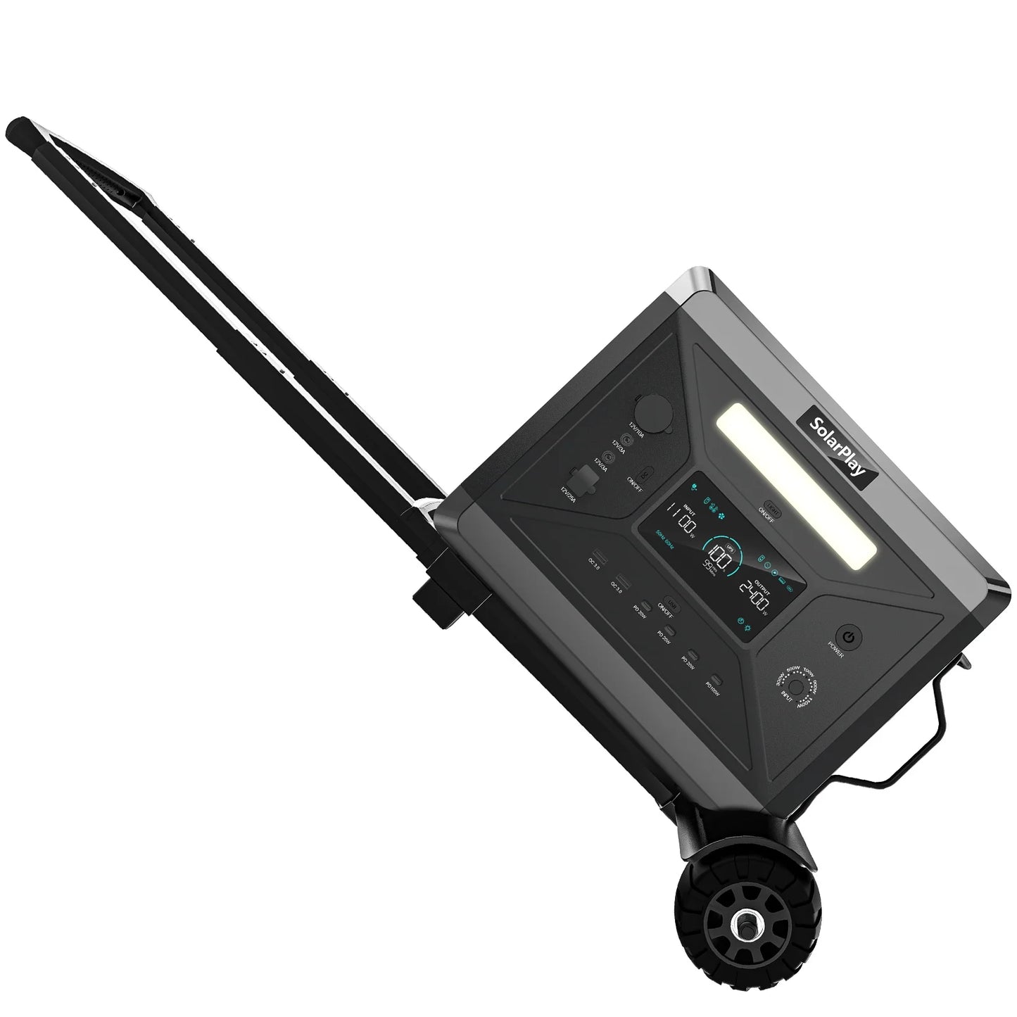 Solarplay Q2501 Power Station Portable Rechargeable 2400W Lifepo4 Battery UPS Function with Hand Trolley for Camping Equipment