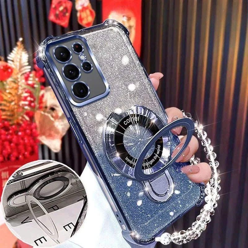 For Oppo Reno 13 Reno13 13F Reno 12 12F Case Shockproof Glitter Bracelet Cover