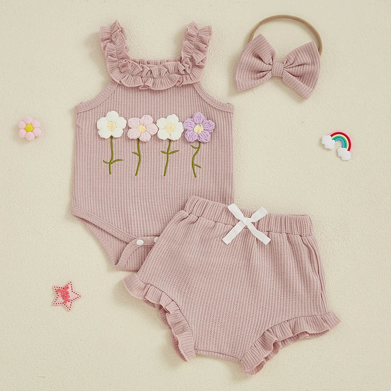 Toddler Girl Floral Romper Set Sleeveless Jumpsuit Summer Outfit