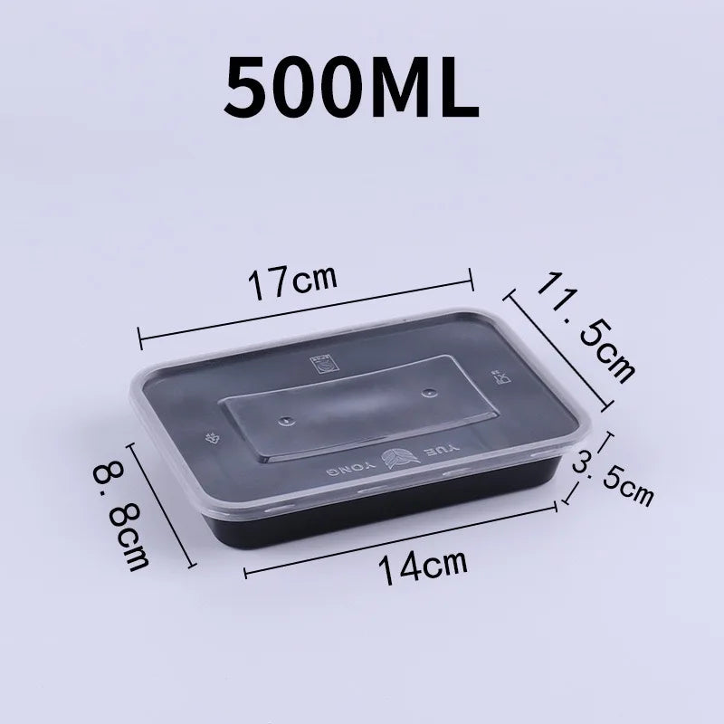 10 Pack Plastic Disposable Food Containers Black Take Out Containers With Lid for Salads Sandwiches Kitchen Fridge Storage Boxes