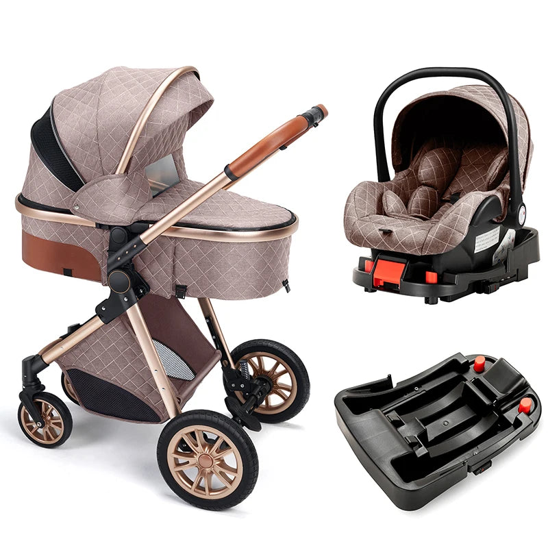 3-in-1 Baby Stroller That Can Sit Or Lie Down With ISOfix Interface Baser Multi-Purpose Luxury Newborn Travel Baby Stroller