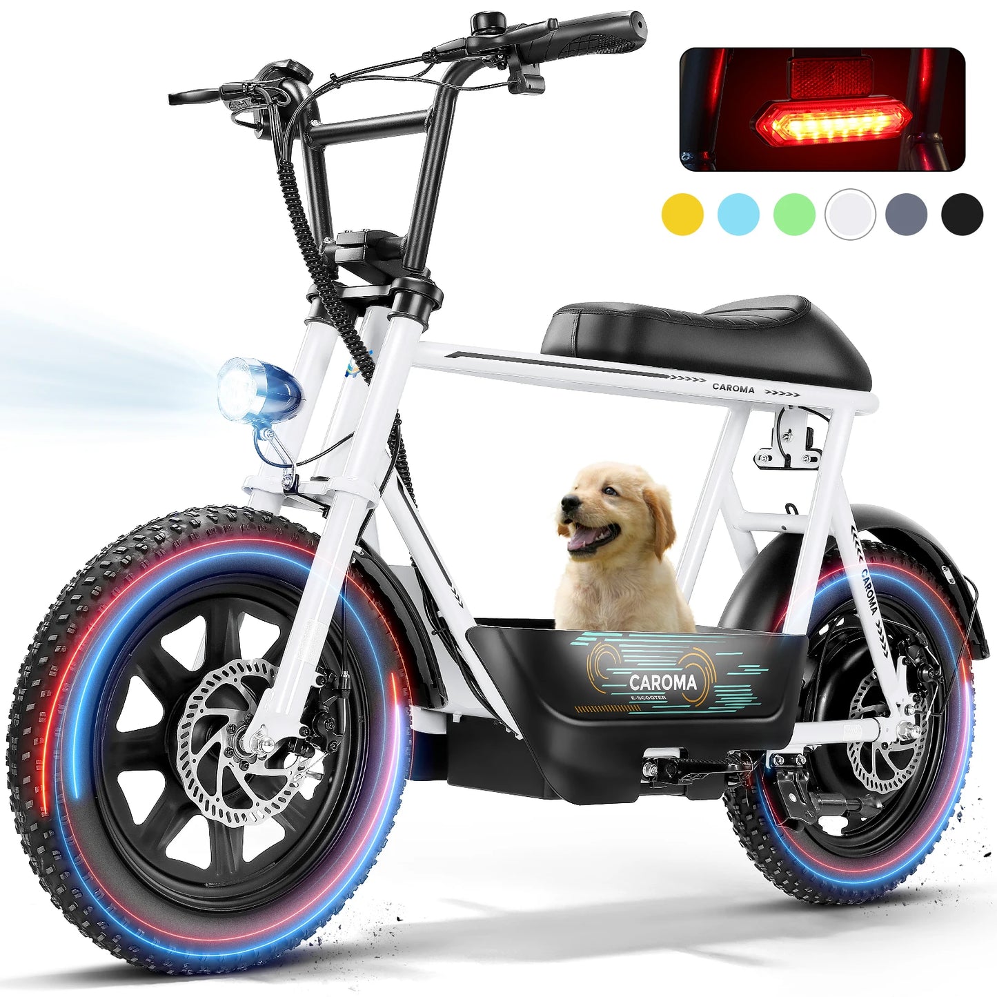 Peak 819W Electric Scooter with Seat for Adults 16 Inch Fat Tire All Terrain Commuter Ebike for Teens with Carry Basket