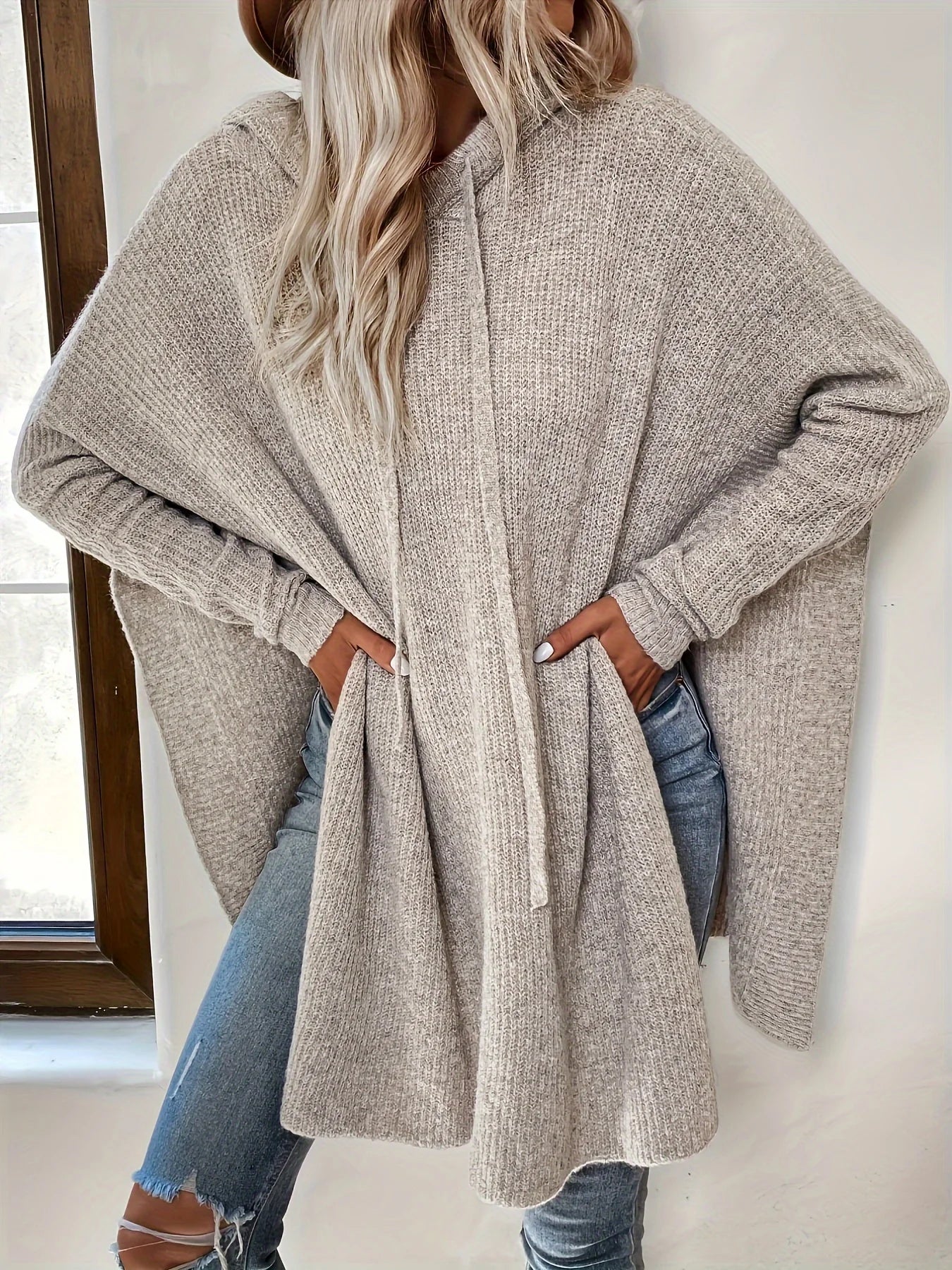 Autumn Winter Knit Hoodie Dress For Women Casual Sweater